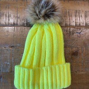 Yellow Knit Pom-Pom Beanie for Kids